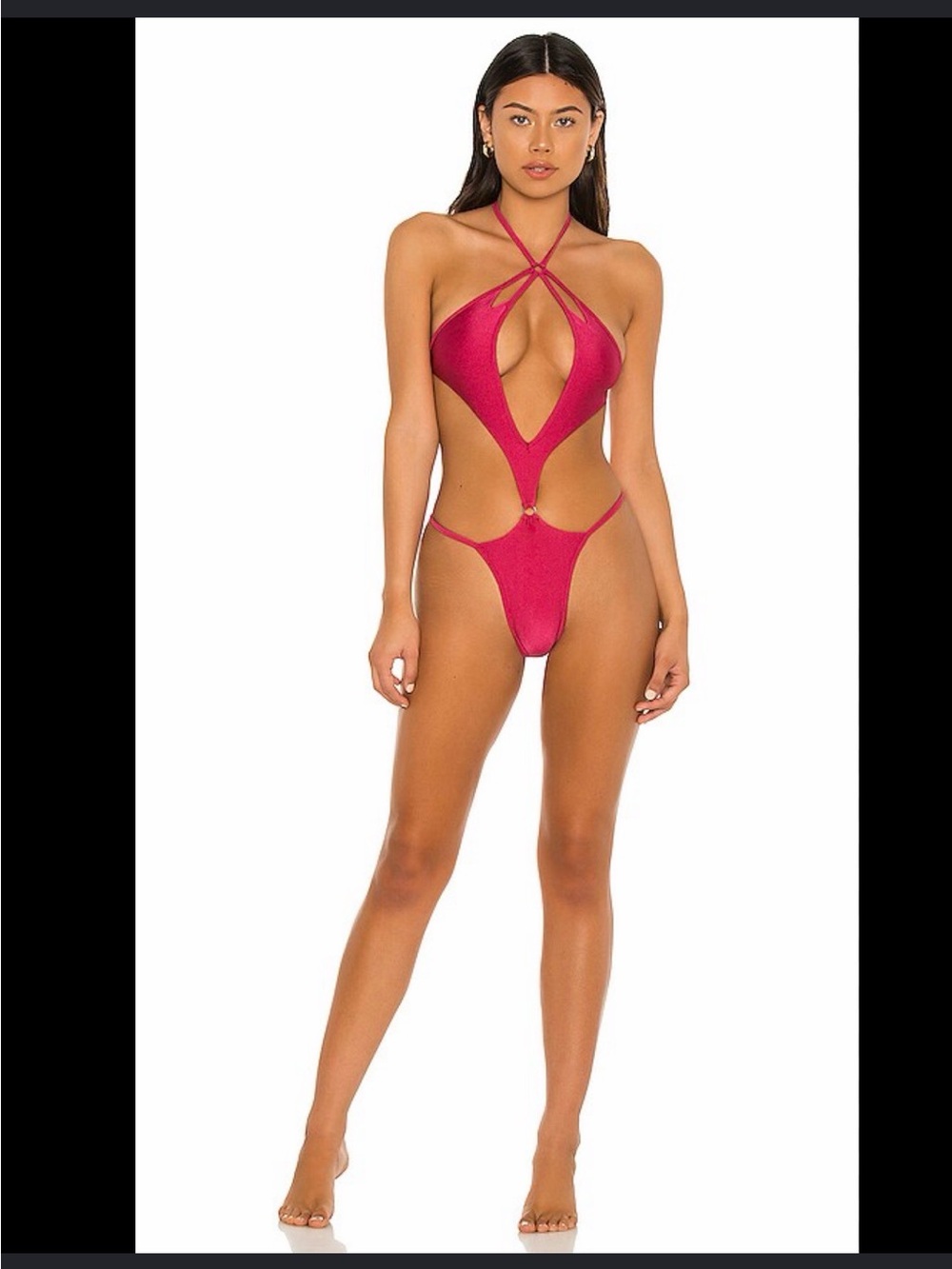Strappy Hot Pink Cutout One-Piece Swimsuit